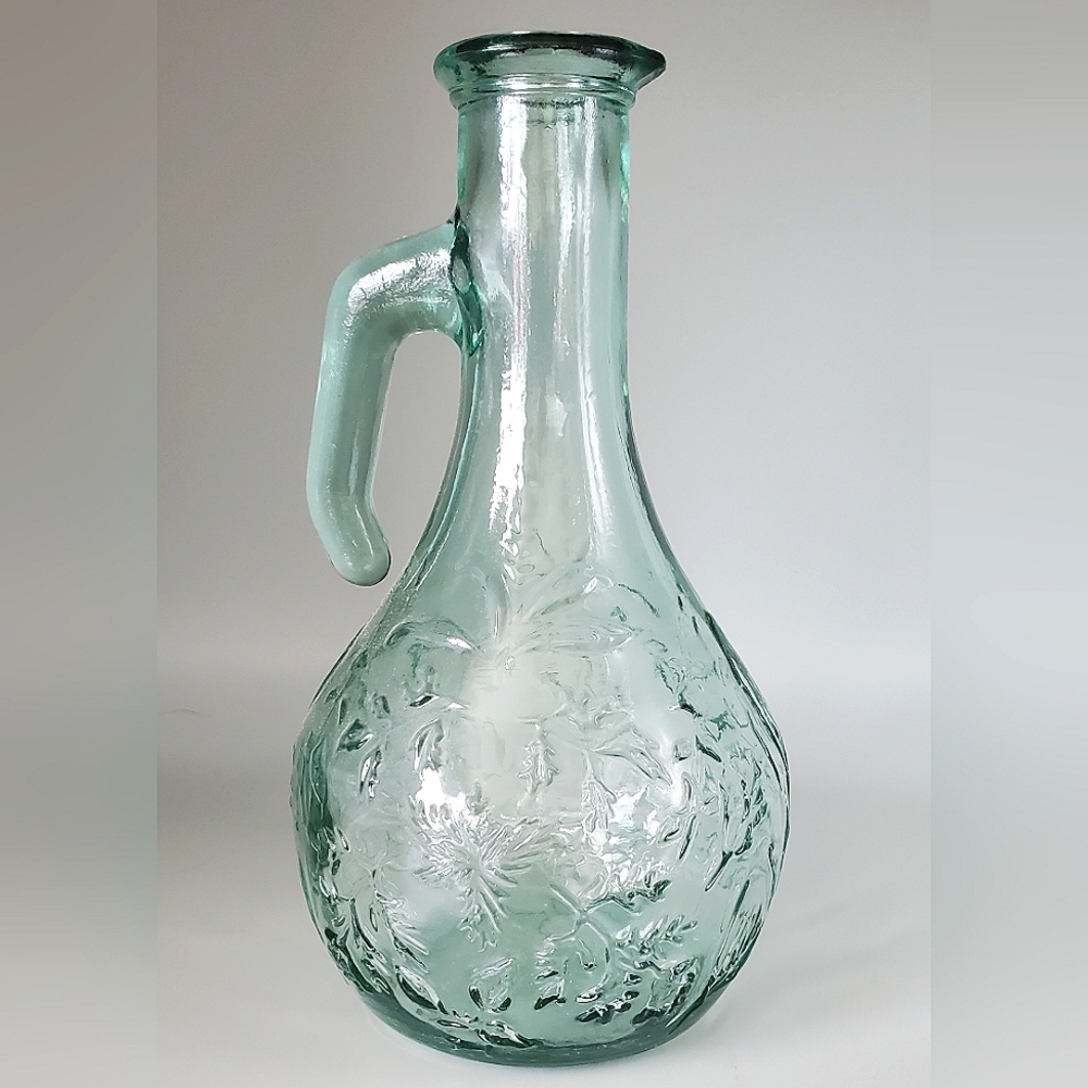 Vintage Glass Cruet, Libby Aqua Green, Marked Canada